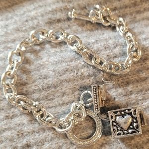 Silver bracelet with box charm ..